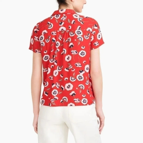 J. CREW Red Floral Button Blouse, S - Picture 3 of 12